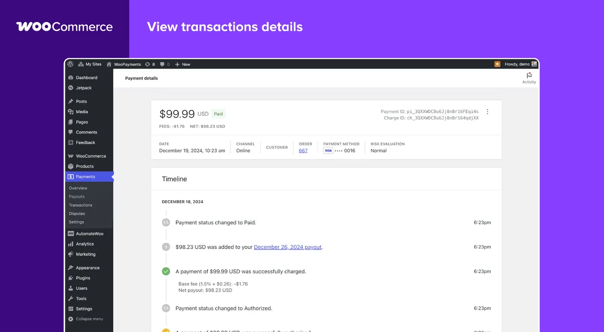 WooPayments: Integrated WooCommerce Payments ekran görüntüsü 2
