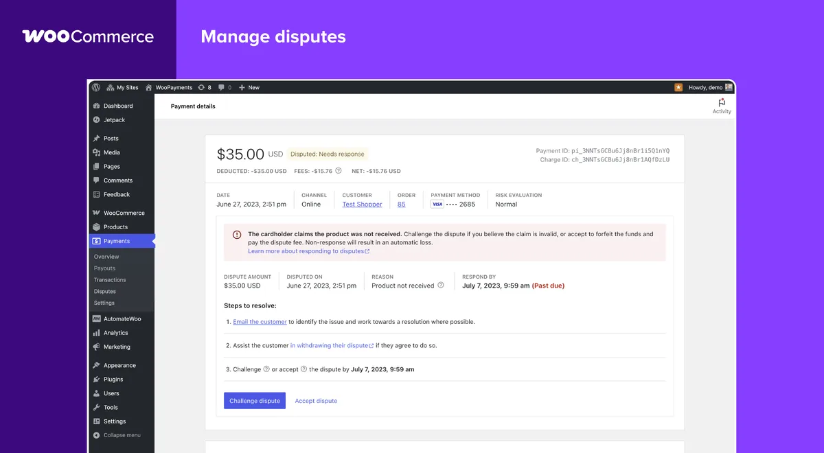 WooPayments: Integrated WooCommerce Payments ekran görüntüsü 4