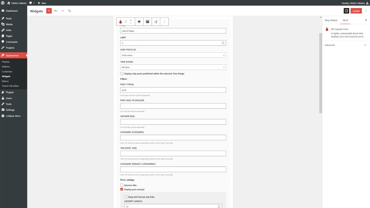 WP Popular Posts ekran görüntüsü 1