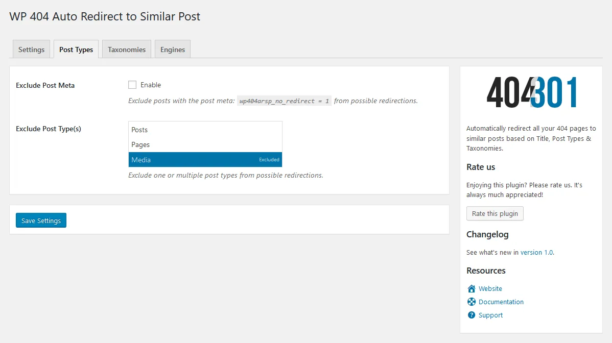 WP 404 Auto Redirect to Similar Post ekran görüntüsü 2