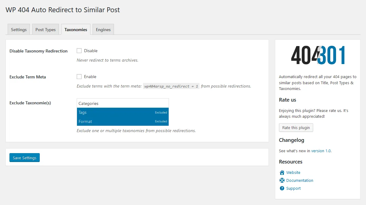 WP 404 Auto Redirect to Similar Post ekran görüntüsü 3