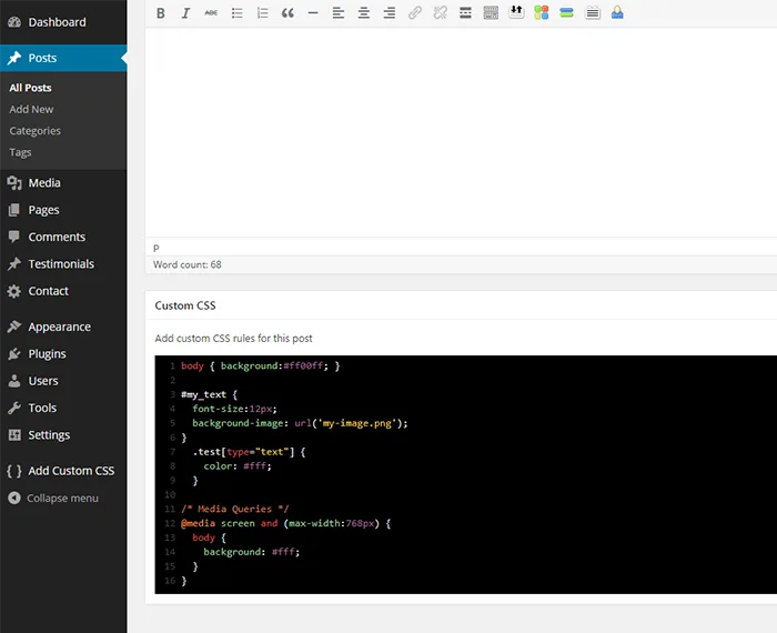 WP Add Custom CSS ekran görüntüsü 2