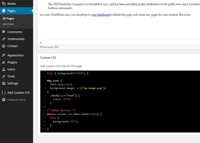 WP Add Custom CSS ekran görüntüsü 3