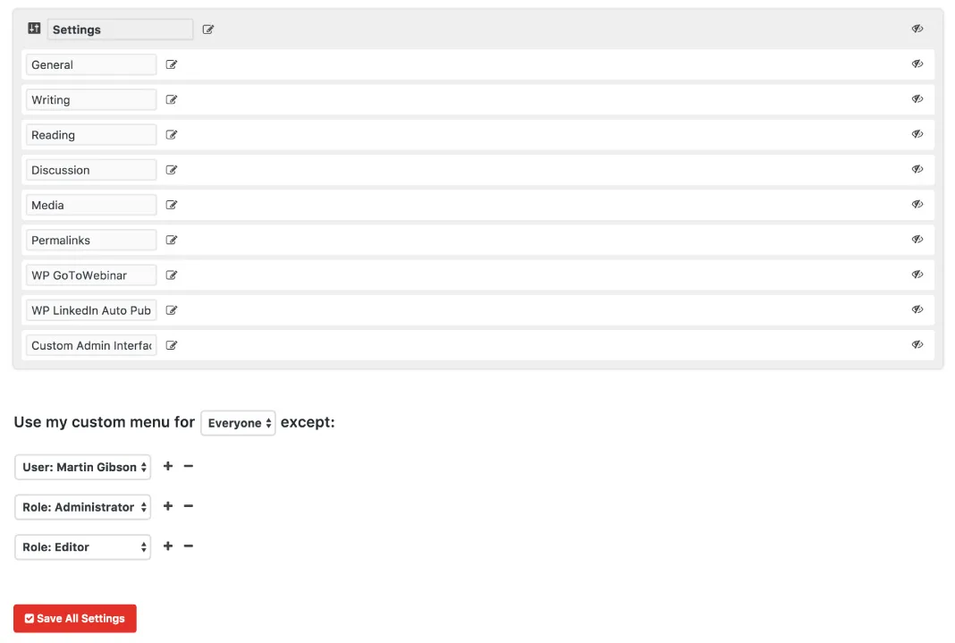 WP Custom Admin Interface ekran görüntüsü 4