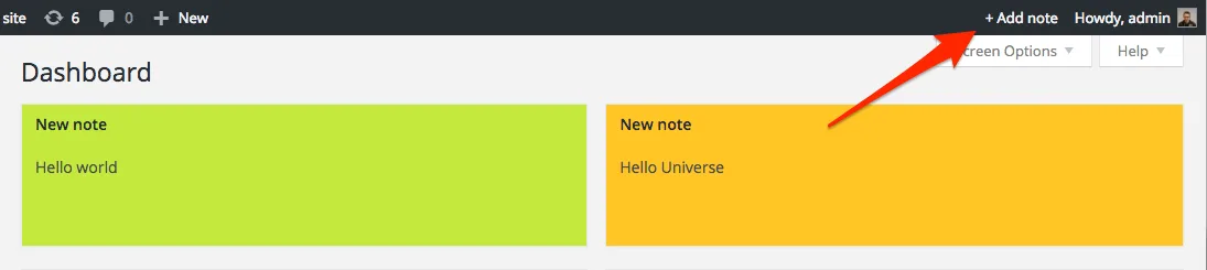WP Dashboard Notes ekran görüntüsü 2