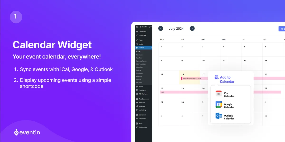 Eventin – Event Calendar, Tickets, Registration, Booking & WooCommerce ekran görüntüsü 1