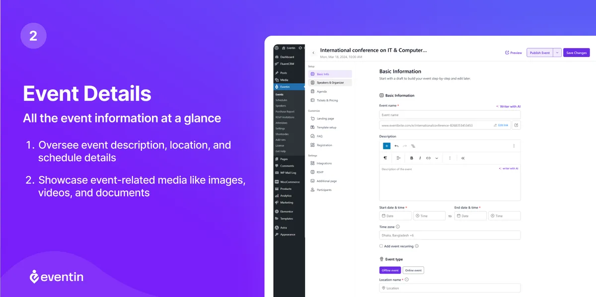 Eventin – Event Calendar, Tickets, Registration, Booking & WooCommerce ekran görüntüsü 2