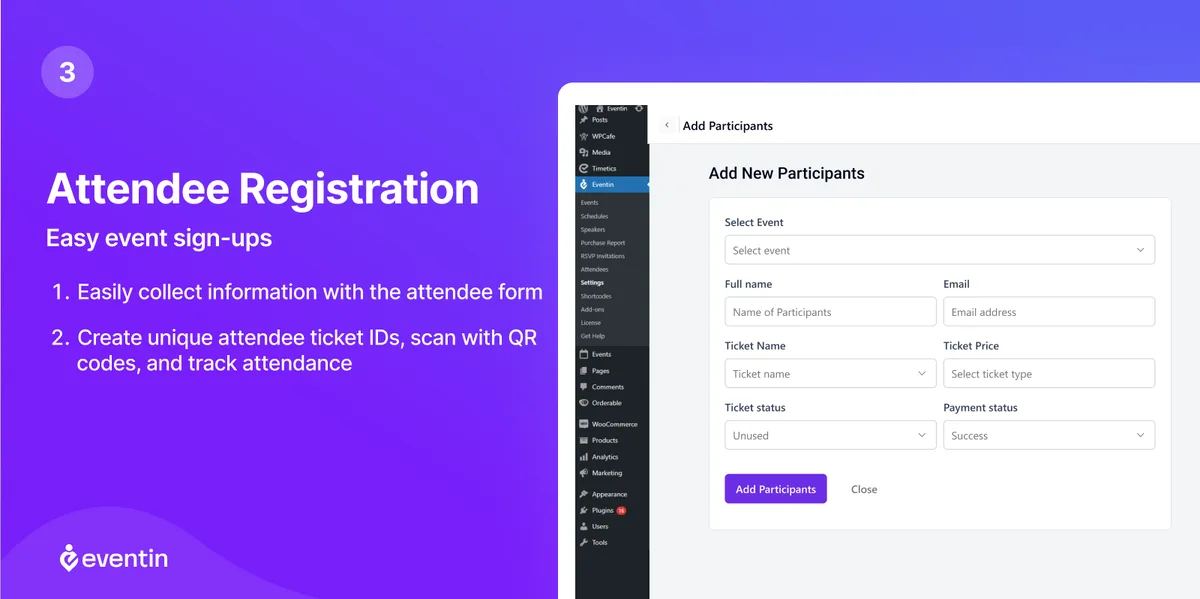 Eventin – Event Calendar, Tickets, Registration, Booking & WooCommerce ekran görüntüsü 3