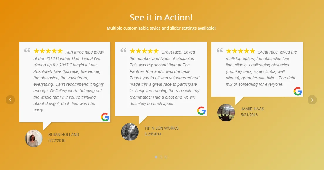 WP Google Review Slider ekran görüntüsü 1