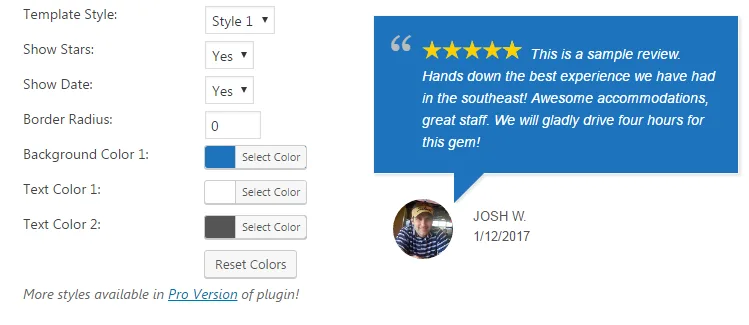 WP Google Review Slider ekran görüntüsü 4