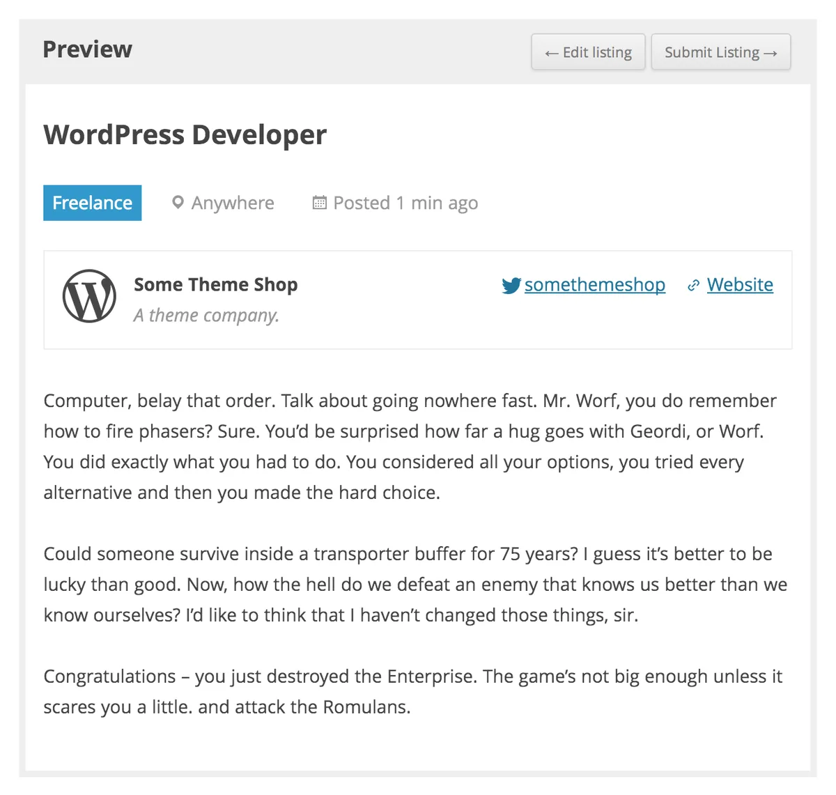WP Job Manager ekran görüntüsü 2