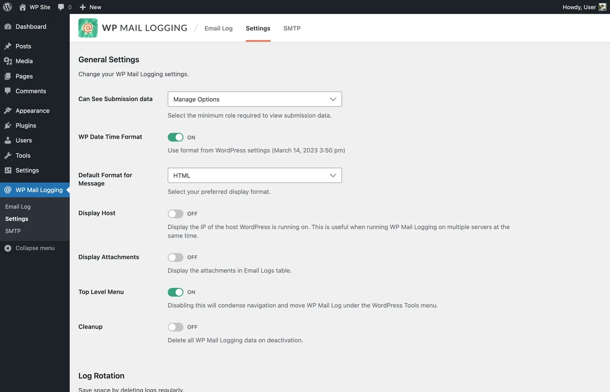 WP Mail Logging ekran görüntüsü 3