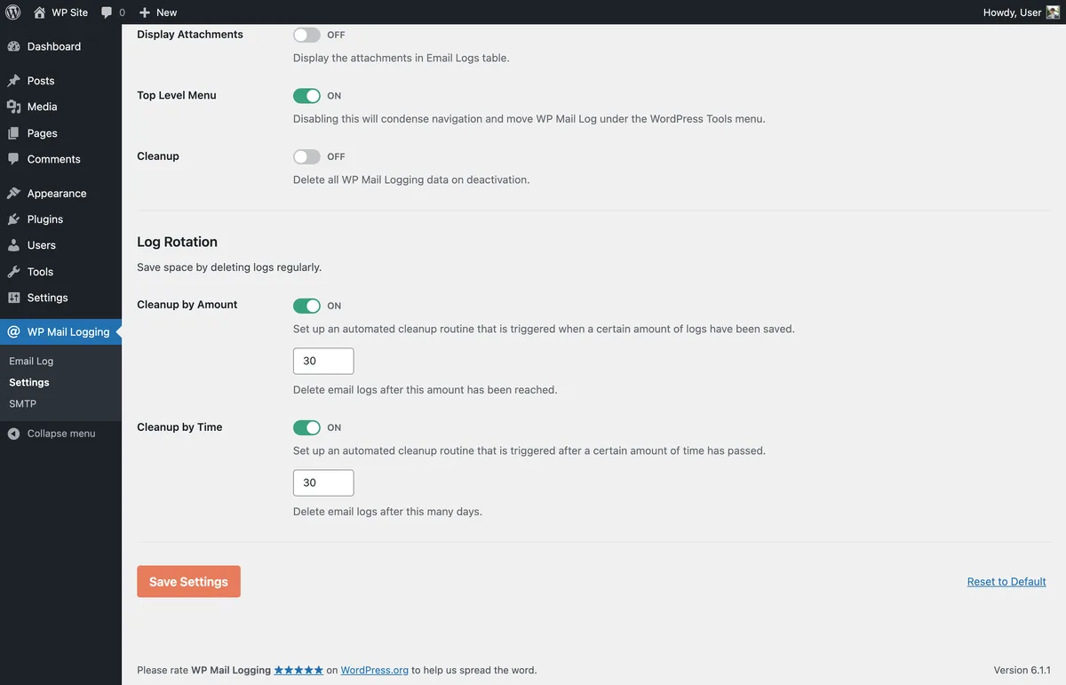 WP Mail Logging ekran görüntüsü 4