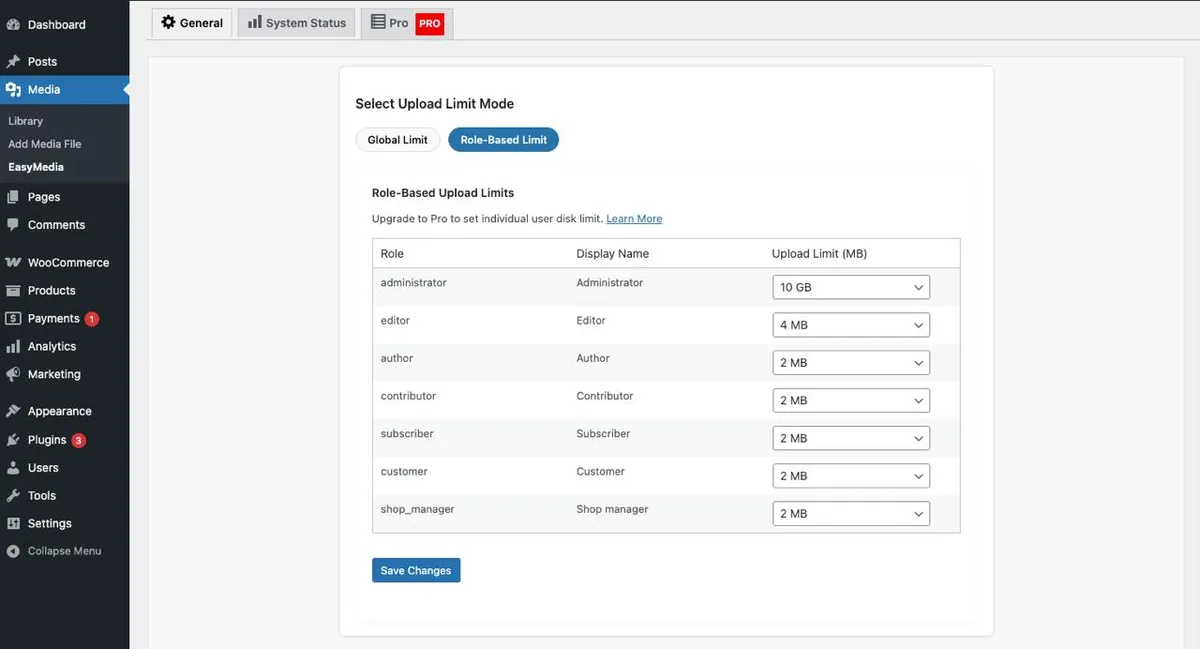 EasyMedia – Increase Media Upload File Size | Role-Based Upload Limit | Increase Execution Time ekran görüntüsü 2
