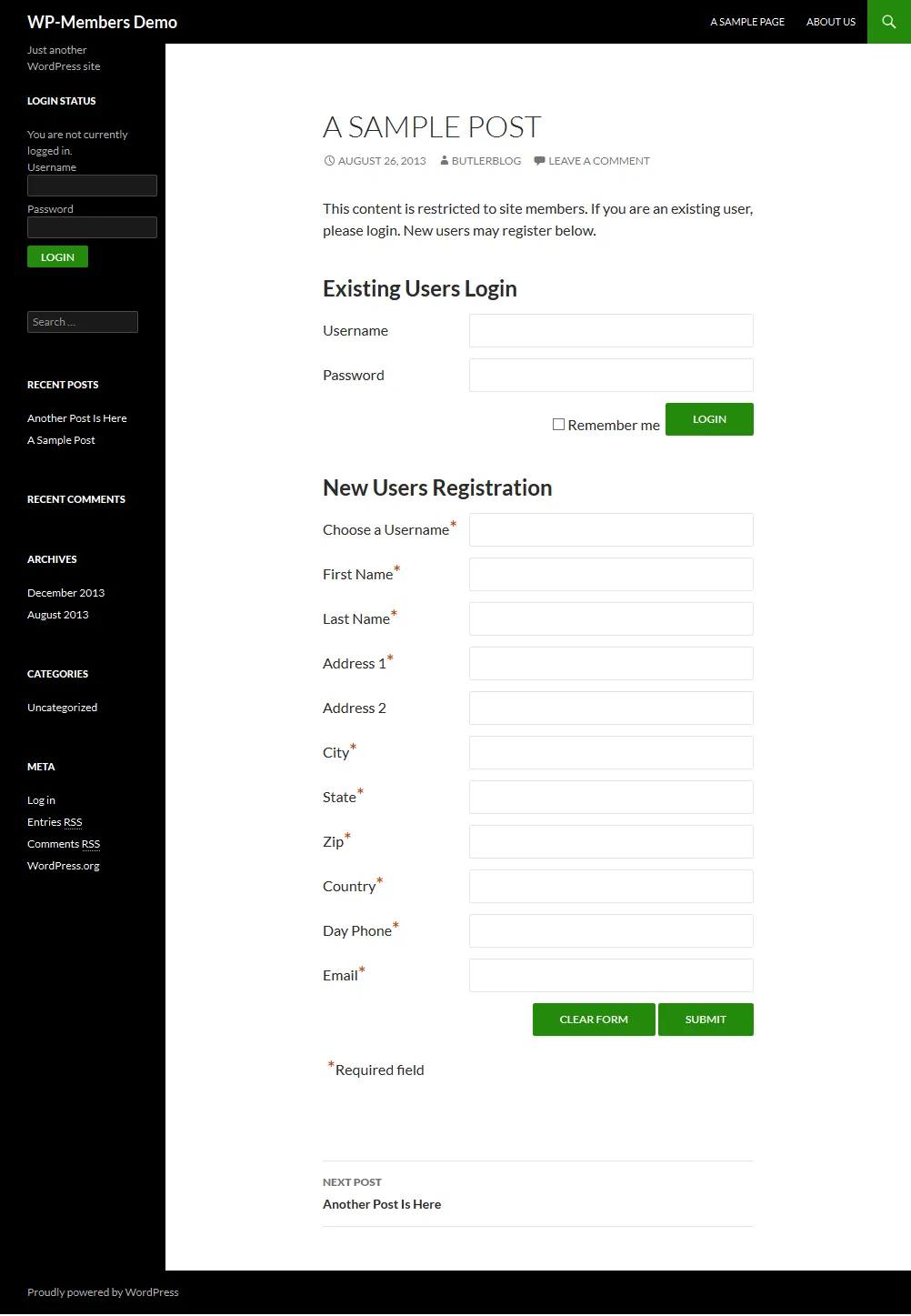 WP-Members Membership Plugin ekran görüntüsü 1