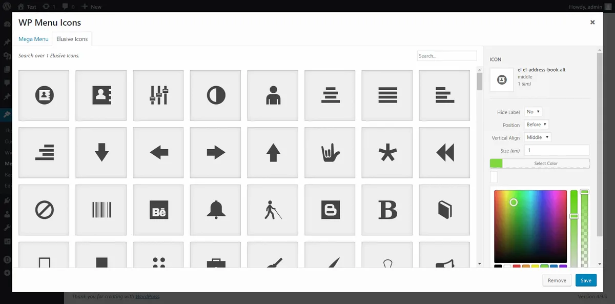 WP Menu Icons ekran görüntüsü 4