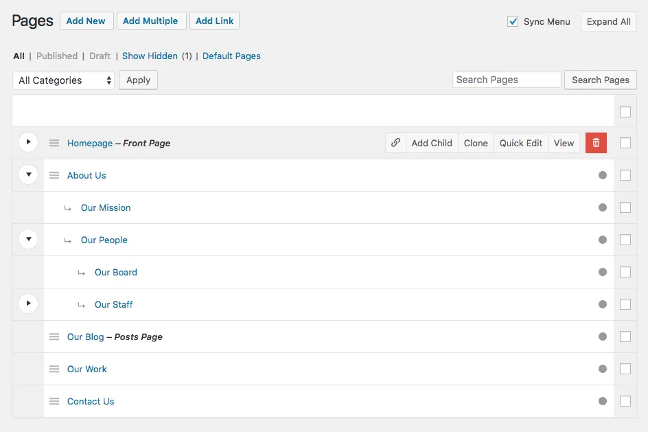 Nested Pages ekran görüntüsü 1