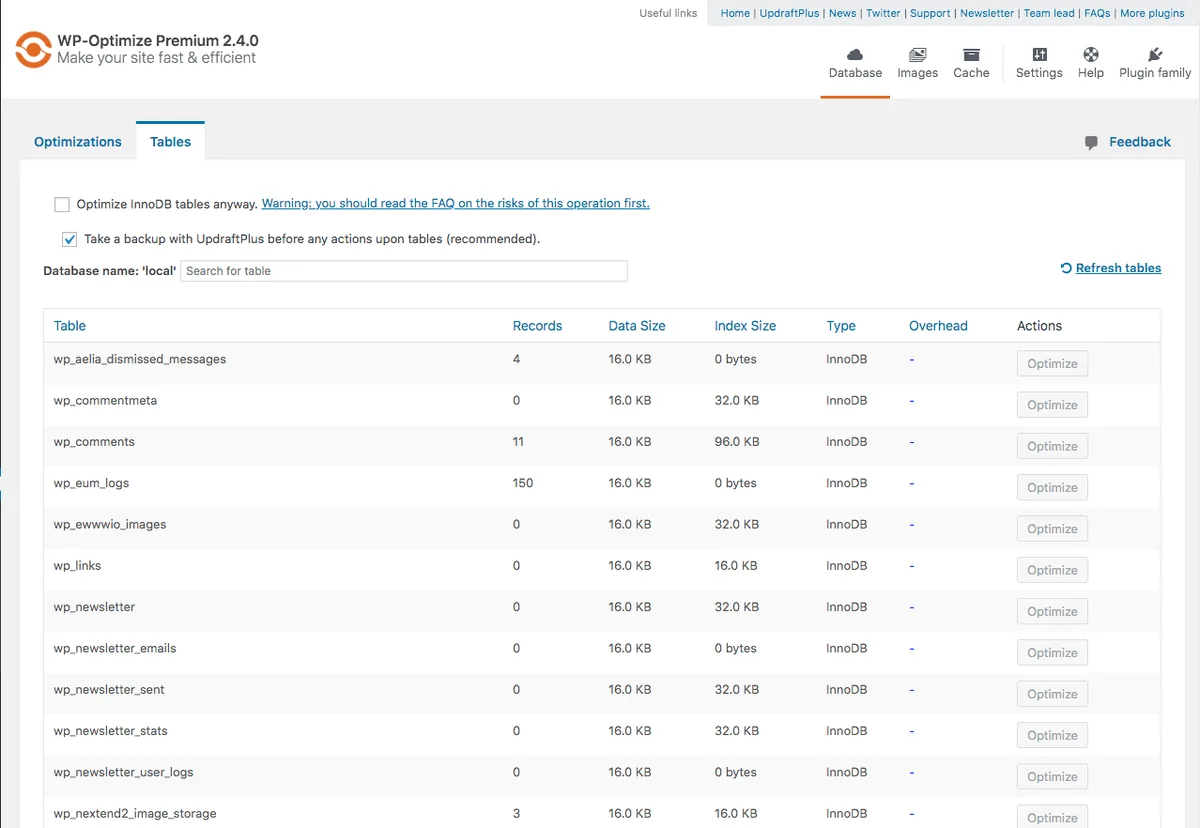 WP-Optimize – Cache, Compress images, Minify & Clean database to boost page speed & performance ekran görüntüsü 4