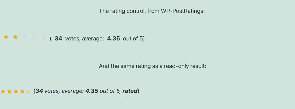 WP-PostRatings ekran görüntüsü 4