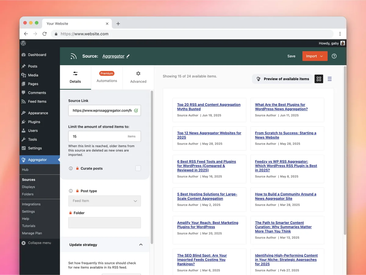 WP RSS Aggregator – RSS Import, Feed to Post, Autoblogging, AI Content ekran görüntüsü 3