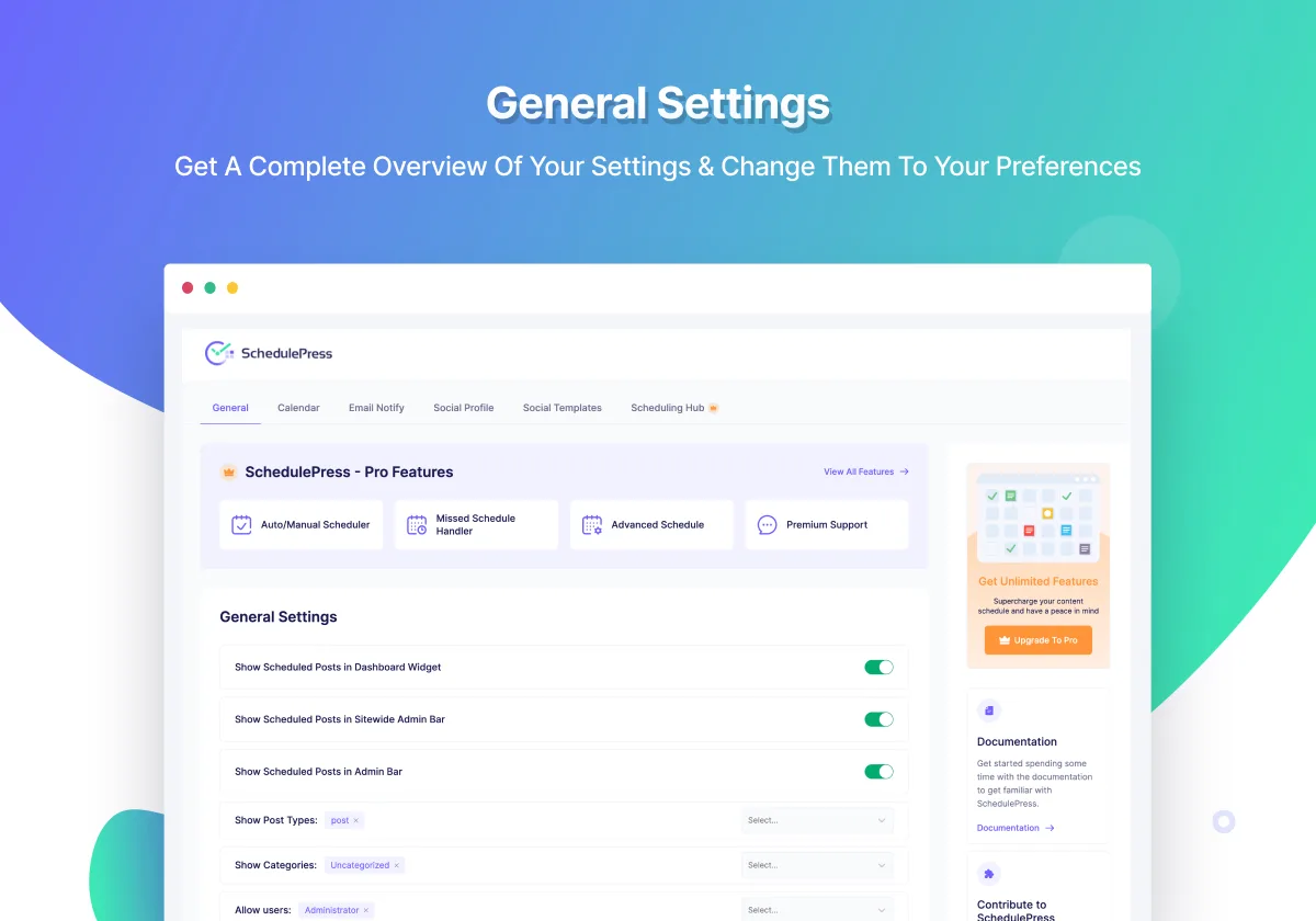 SchedulePress – Auto Post & Publish, Auto Social Share, Schedule Posts with Editorial Calendar & Missed Schedule Post Publisher ekran görüntüsü 1
