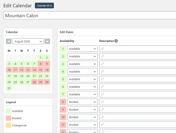 WP Simple Booking Calendar ekran görüntüsü 2