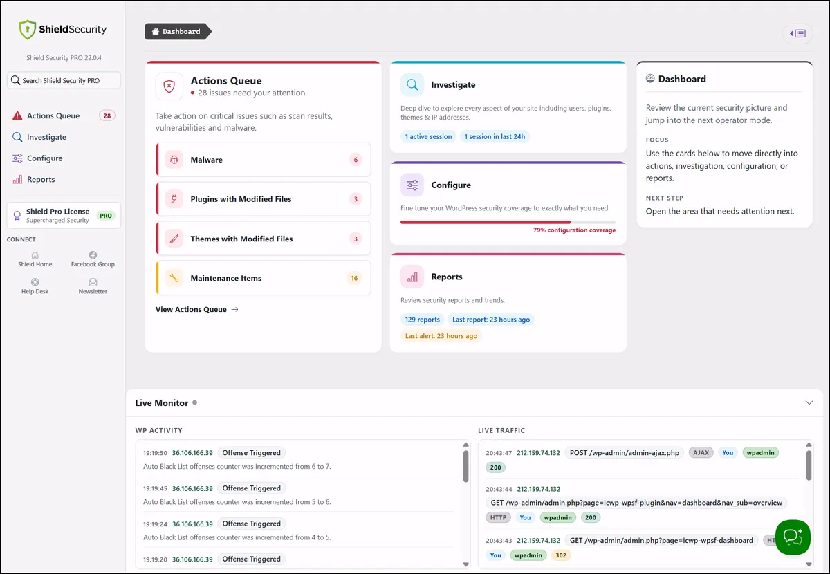 Shield Security – Smart Bot Blocking, Brute-Force Login Protection & File Scanning ekran görüntüsü 1
