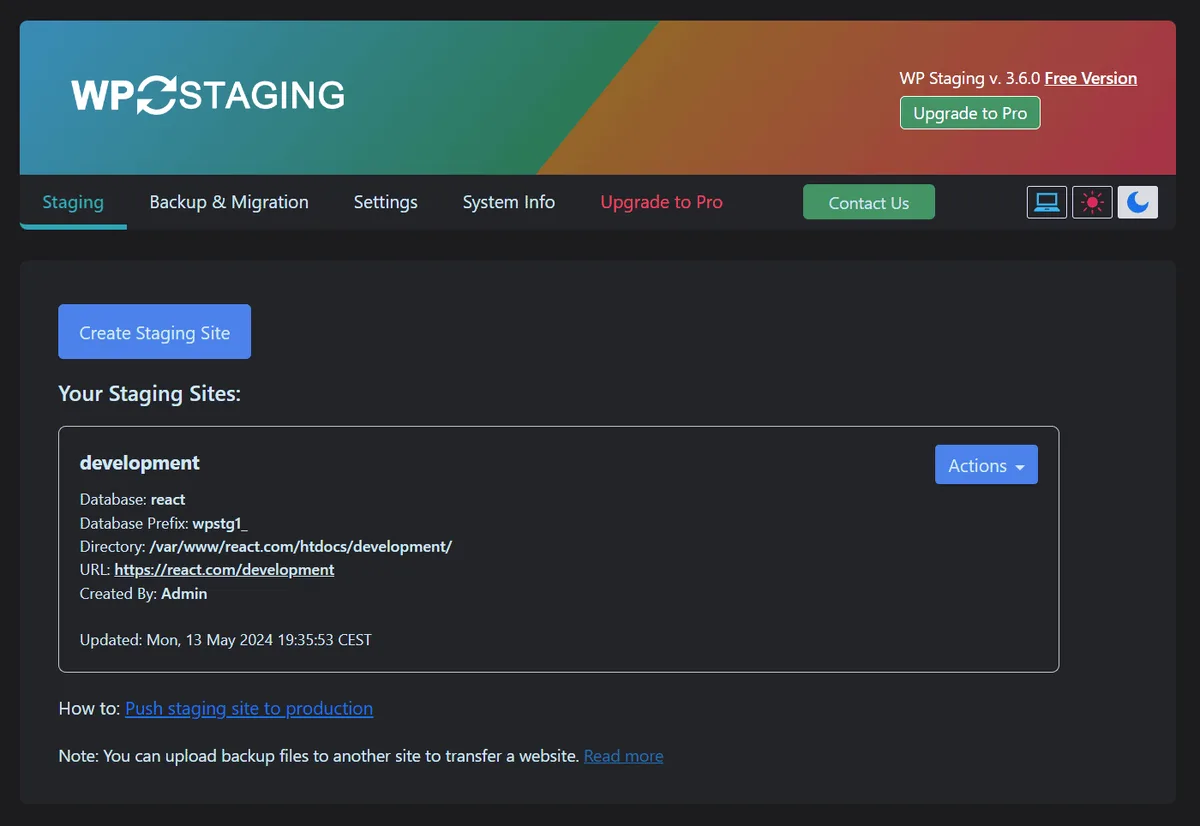 WP STAGING – WordPress Backups, Restore, Migration & Clone ekran görüntüsü 1