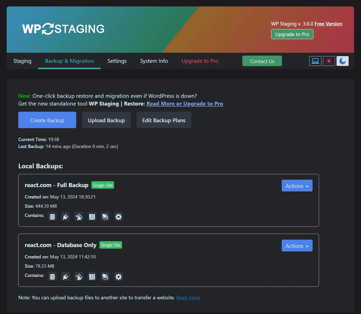 WP STAGING – WordPress Backups, Restore, Migration & Clone ekran görüntüsü 4