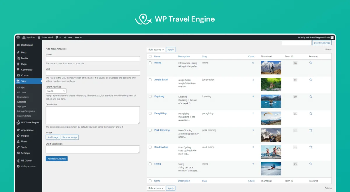 WP Travel Engine – Tour Booking Plugin – Tour Operator Software ekran görüntüsü 2