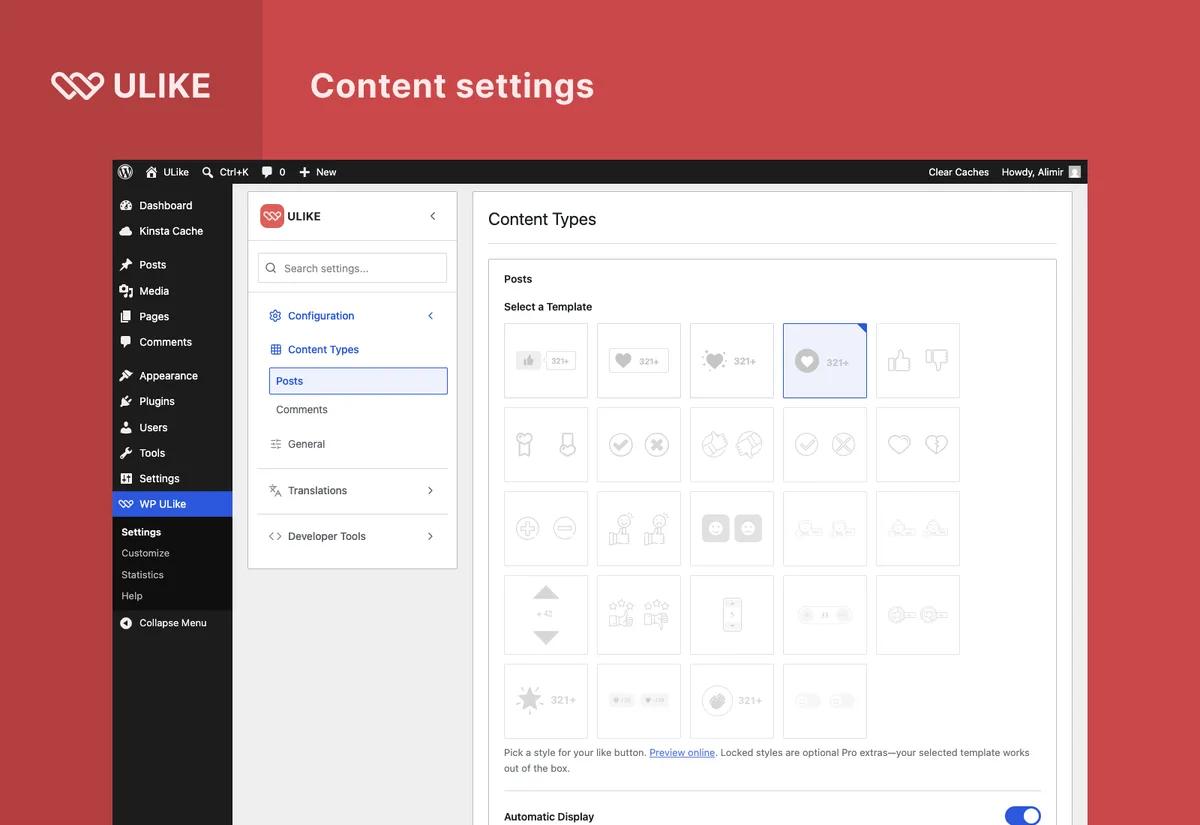 WP ULike – Like Buttons, Voting & Engagement Analytics ekran görüntüsü 3