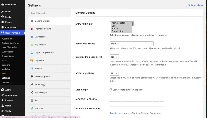 User Frontend: AI Powered Frontend Post Submission, User Directory, User Profile, Membership & User Registration ekran görüntüsü 1