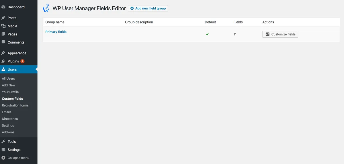 WP User Manager – User Profile Builder & Membership ekran görüntüsü 1