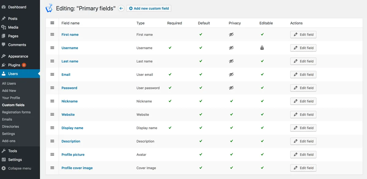 WP User Manager – User Profile Builder & Membership ekran görüntüsü 2