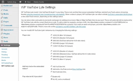 WP YouTube Lyte ekran görüntüsü 1
