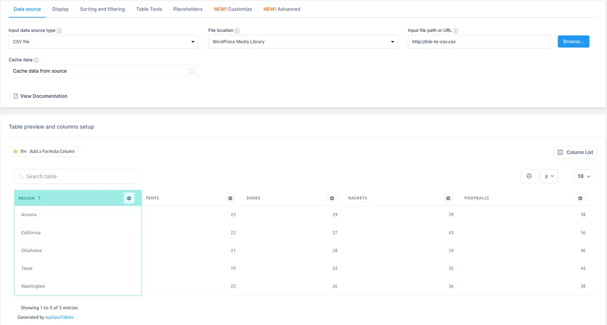 wpDataTables – WordPress Data Table, Dynamic Tables & Table Charts Plugin ekran görüntüsü 3