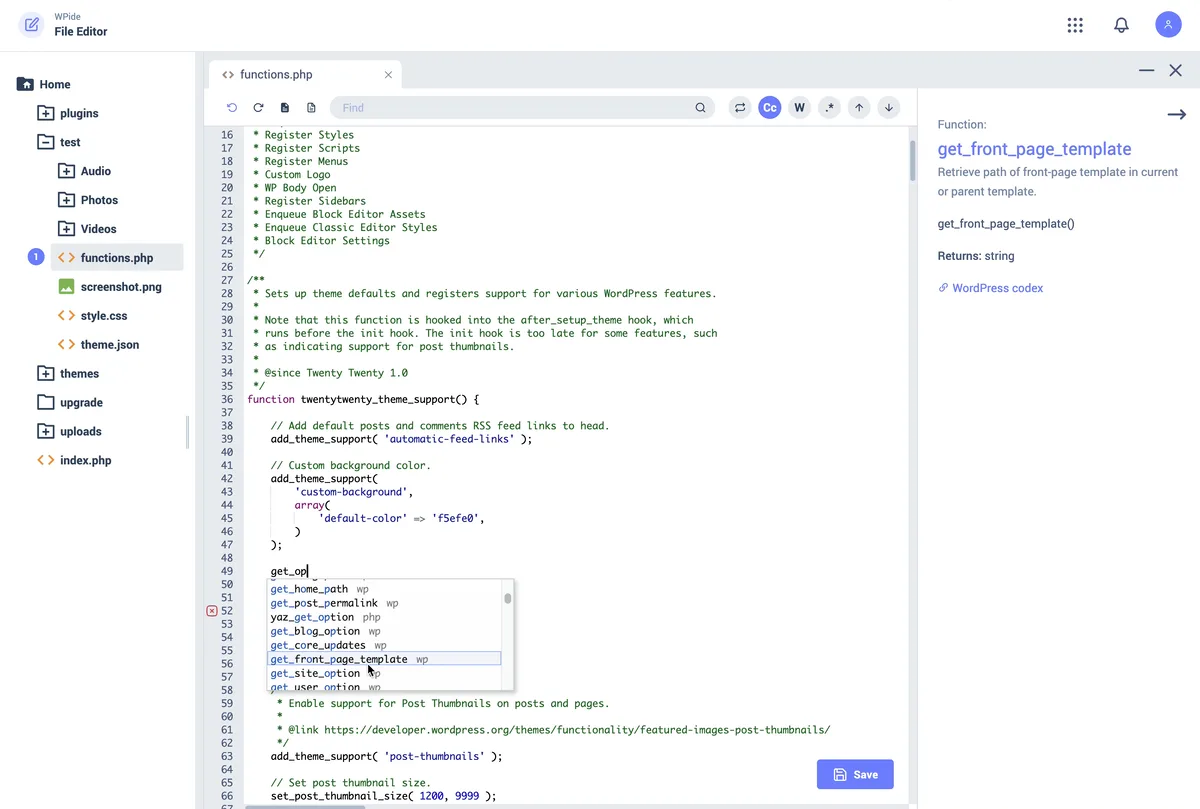 WPIDE – File Manager & Code Editor ekran görüntüsü 2