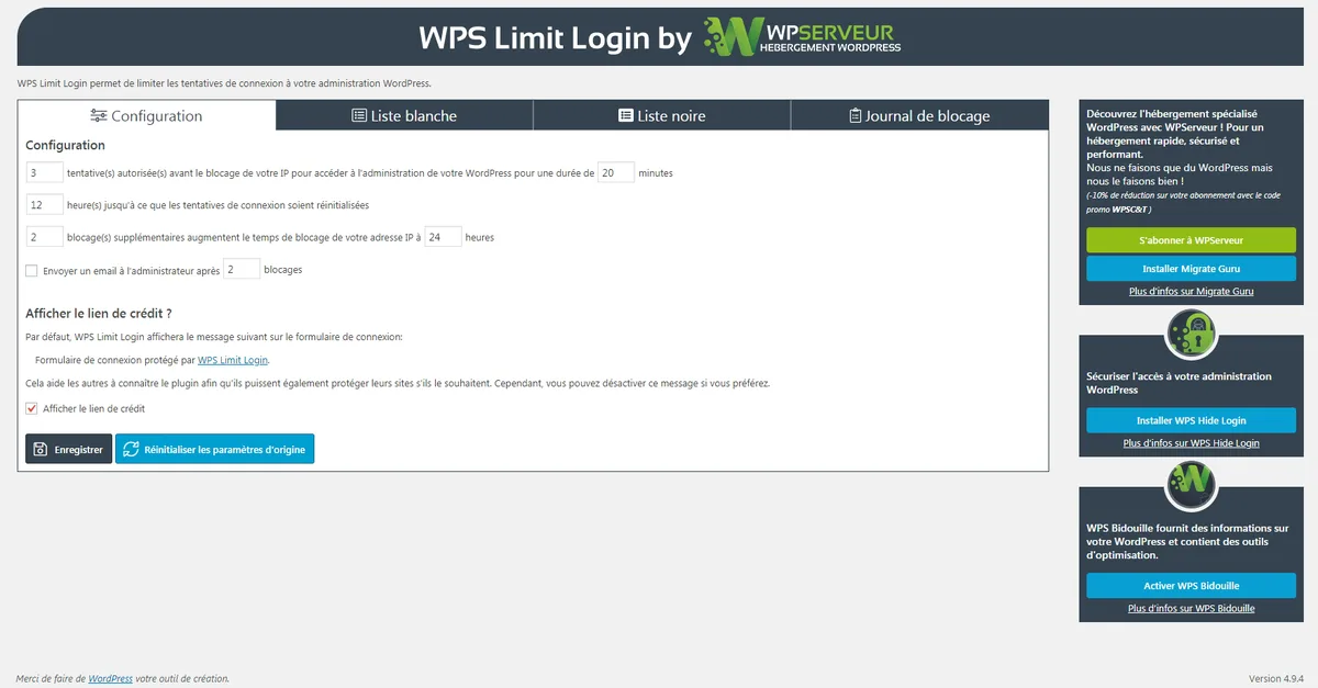 WPS Limit Login ekran görüntüsü 1