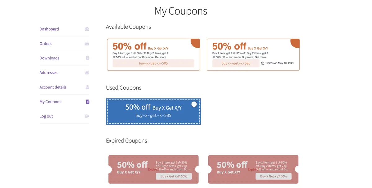 Smart Coupons For WooCommerce Coupons ekran görüntüsü 1