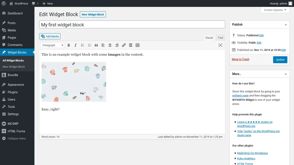Widget Content Blocks ekran görüntüsü 2