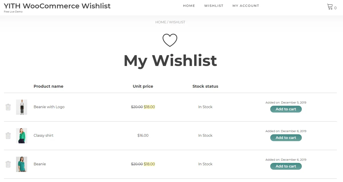 YITH WooCommerce Wishlist ekran görüntüsü 2