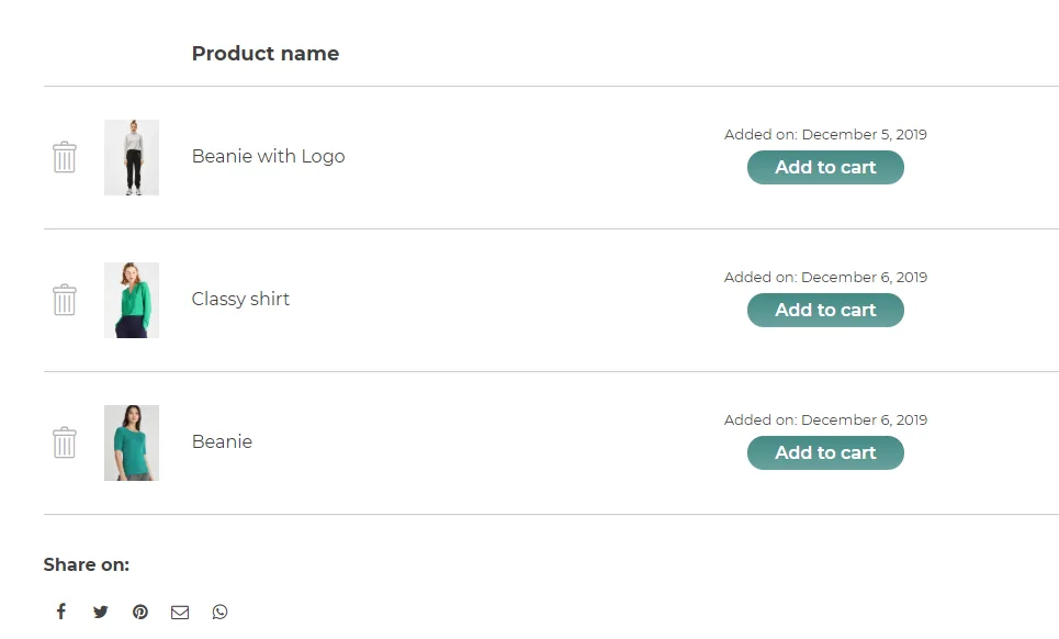 YITH WooCommerce Wishlist ekran görüntüsü 4
