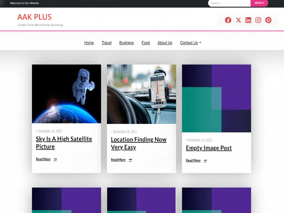 Aak Plus web sitesi teması önizlemesi