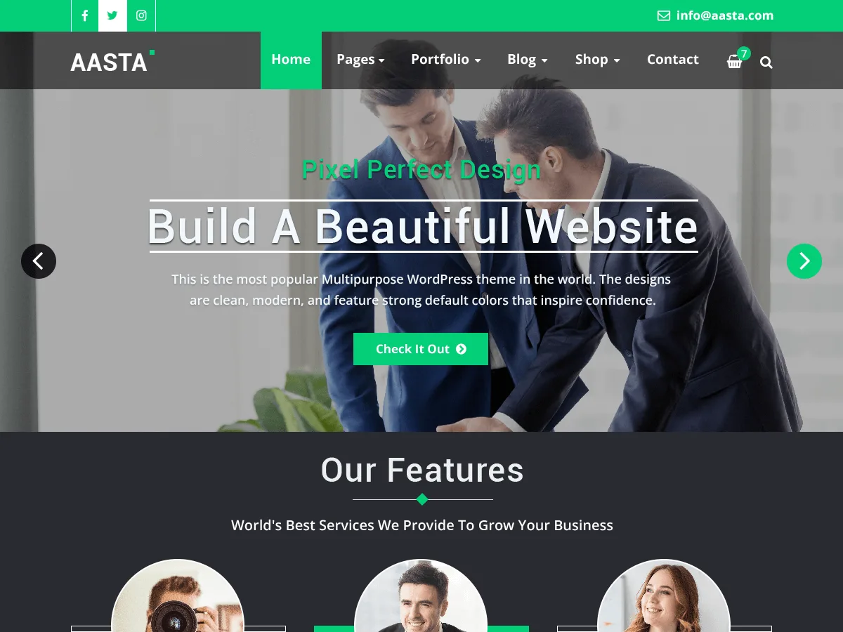 Aasta web sitesi teması önizlemesi