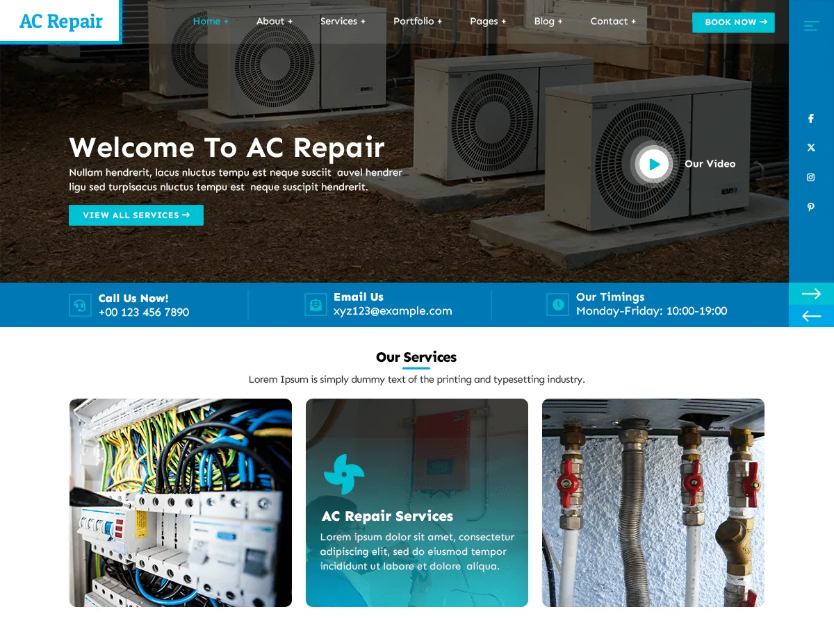 AC Repairing Services web sitesi teması önizlemesi