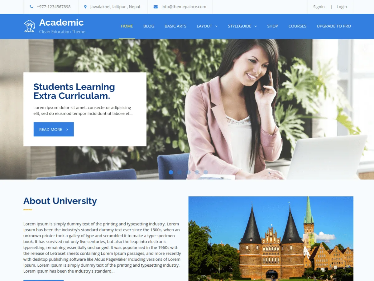 Academic web sitesi teması önizlemesi