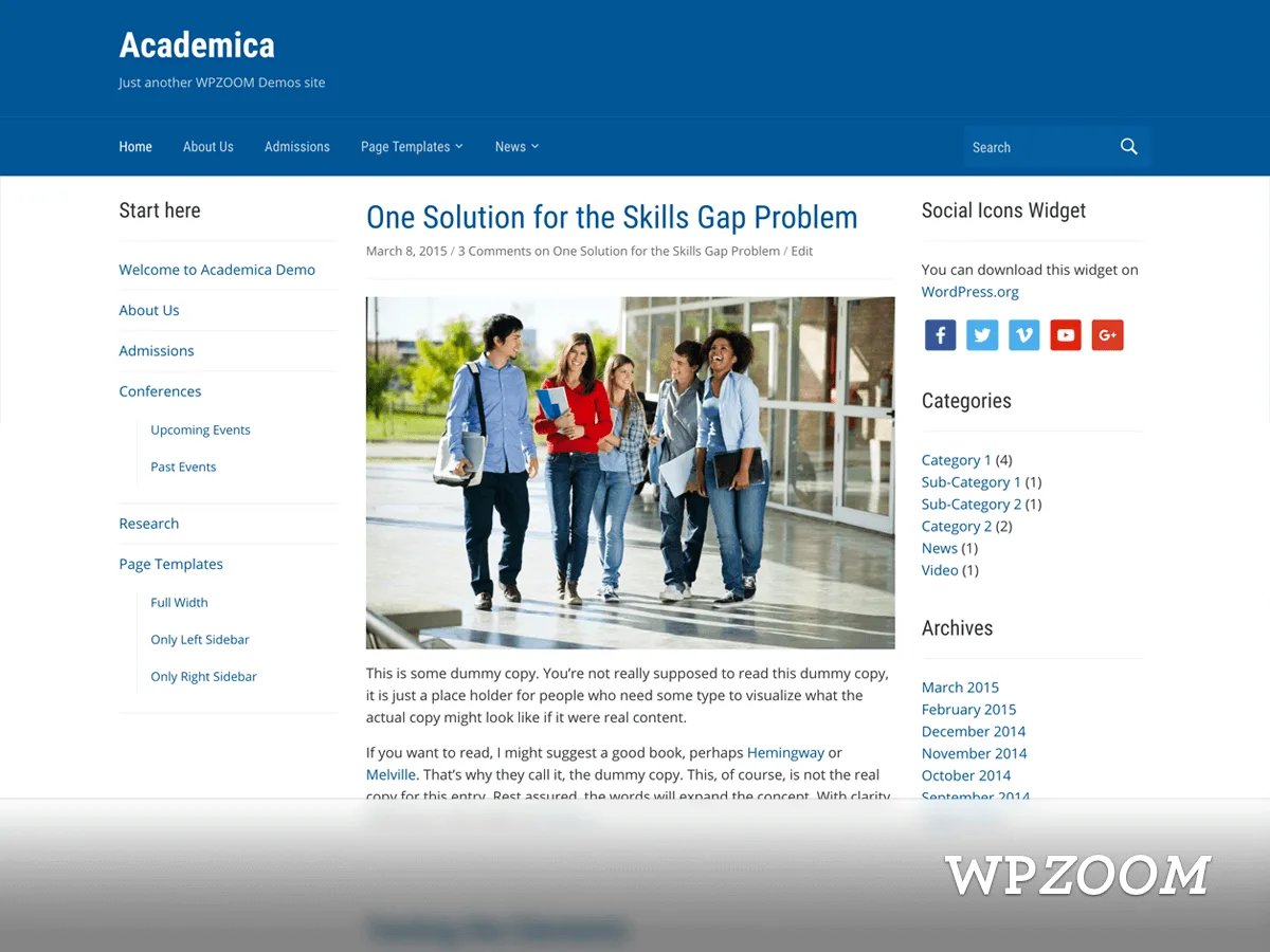 Academica eğitim web sitesi teması önizlemesi