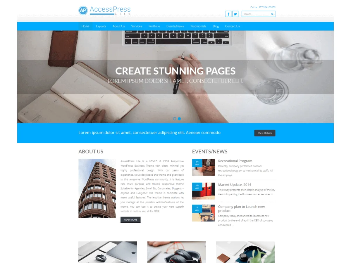 AccessPress Lite web sitesi teması örnek görünümü