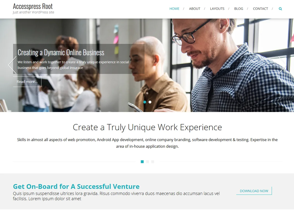 AccessPress Root web sitesi teması önizlemesi