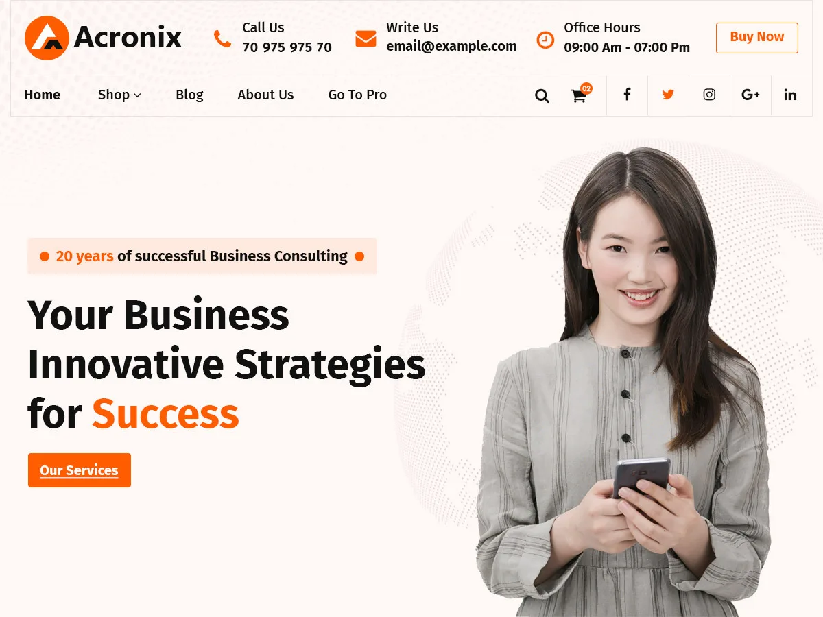 Acronix web sitesi teması önizlemesi